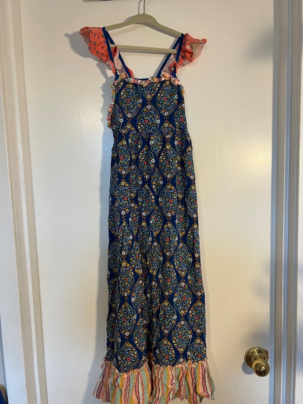 Matilda Jane Navy Floral Sundress with Coral and Mint Details